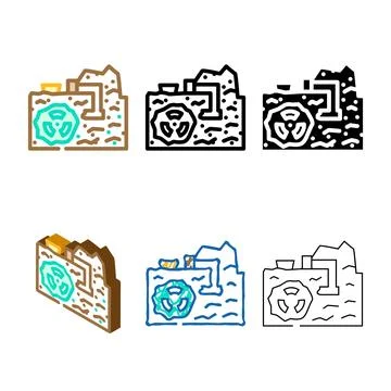 Variety uranium mining nuclear energy color icon vector Illustrazione stock