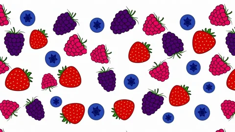 Variety of vector berries isolated on white background Stock Footage 194861995