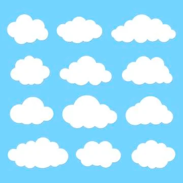 Variety of white clouds set Stock Illustration
