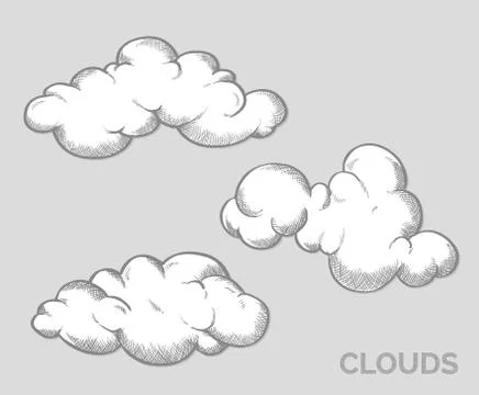 Variety of white clouds set Stock Illustration