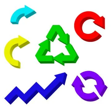 Various 3D arrow set isolated on white background. Vector illustration. 库存插图