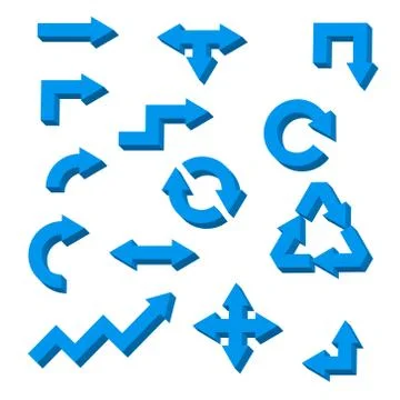 Various 3D arrow set isolated on white background. Vector illustration. Stockillustratie