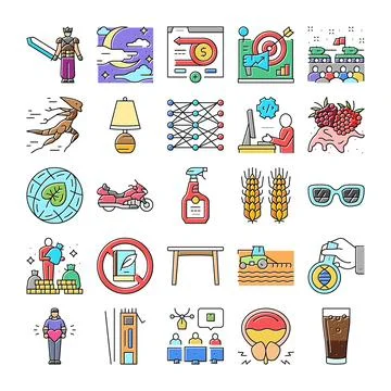 Various abstract concepts and everyday objects collection Illustrazione stock