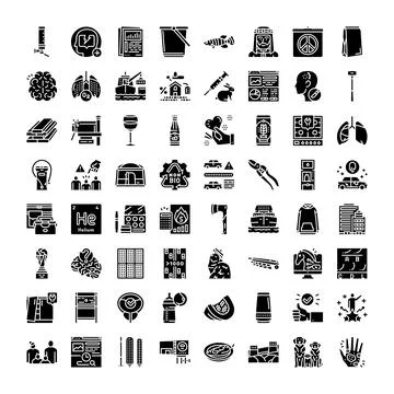 Various abstract concepts and objects glyph icons Stock Illustration