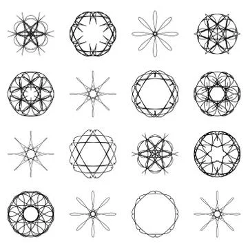 Various abstract geometric symbol set.Vector outline illustration. 스톡 일러스트