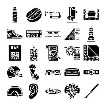 Various abstract glyph icons set lifestyle elements Stockillustratie