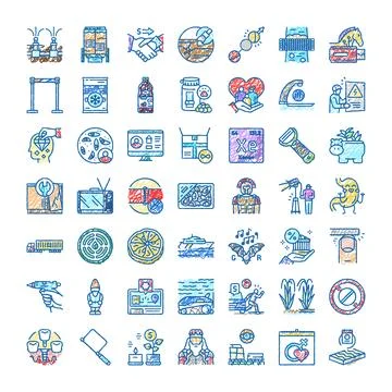 Various abstract hand drawing concepts and objects collection Stock Illustration