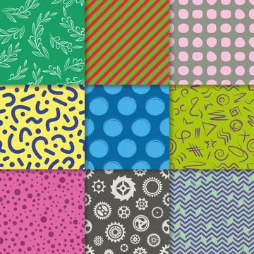 Various abstract vector seamless pattern big set Stock Illustration