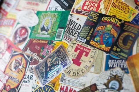 Various alcohol labels Stock Photos