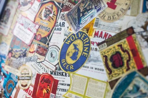 Various alcohol labels Stock Photos