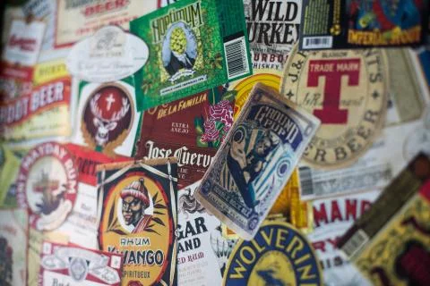 Various alcohol labels Stock Photos