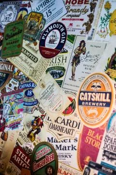 Various alcohol labels Stock-Fotos
