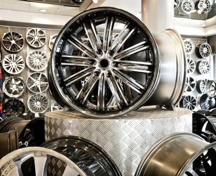 Various alloy wheels Fotos de archivo