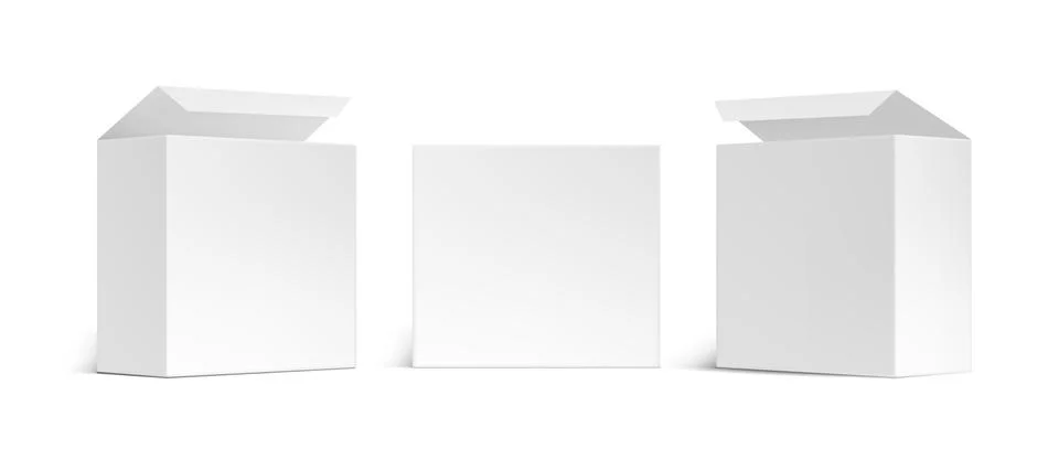Various Angle 3D Blank Package Box Set Stock Illustration