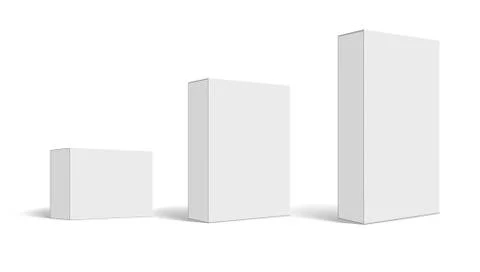 Various Angle 3D Blank Package Box Set Stock Illustration