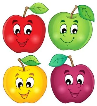 Various apples collection - illustration. Illustrazione stock