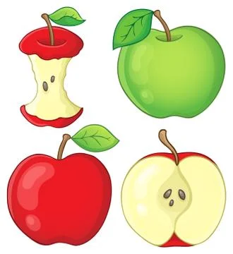 Various apples collection - illustration. Illustrazione stock