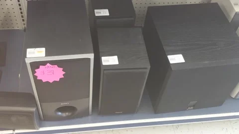 Various Audio Stereos Available for Purchase - Pawn Shop Stock Footage 140778872