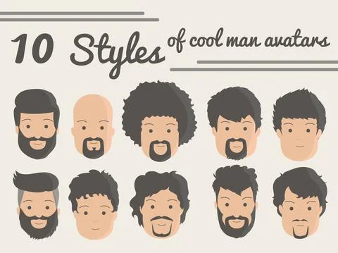 Various avatar for men - front view Stock Illustration
