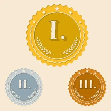 Various awards with roman numbers flat icons Stock Illustration