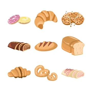 Various Bakery Cake Illustration Set Illustrazione stock