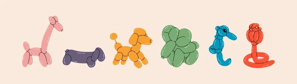 Various balloon animals collection Stock Illustration