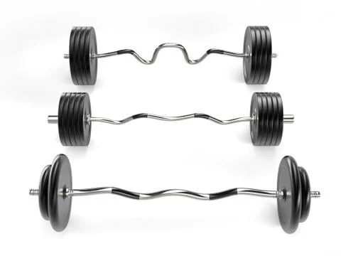 Various barbell weights - top front view - 3D illustration Stock Illustration