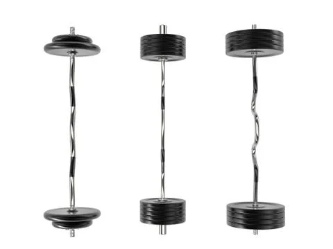 Various barbell weights - top view - 3D illustration Stock Illustration
