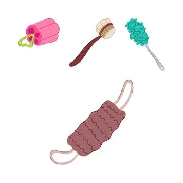 Various bath and shower accessories for personal hygiene Stock Illustration