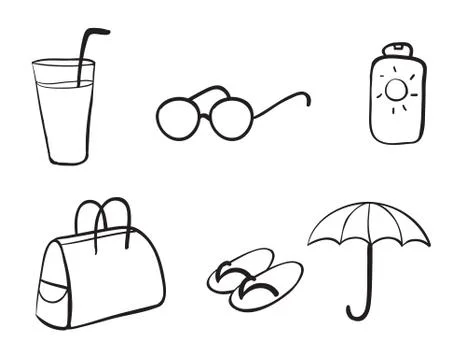 Various beach objects Illustrazione stock
