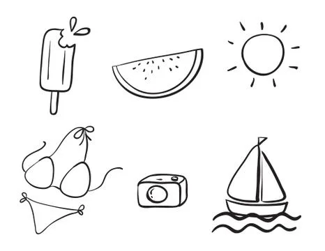 Various beach objects 스톡 일러스트