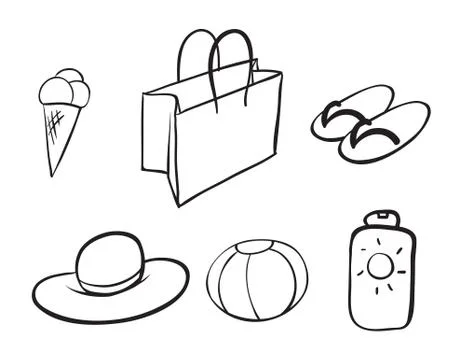 Various beach objects Illustrazione stock