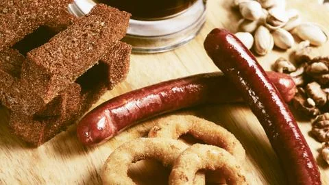 Various beer snacks Stock Photos