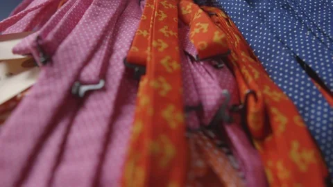 Various belts with different print Stock Footage 83861242