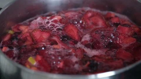 Various berries being boiled in a pot. Stock Footage 301181486