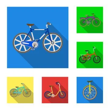 Various bicycles flat icons in set collection for design. The type of transport Stock Illustration