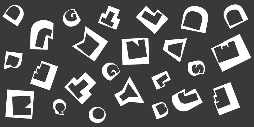 Various Black and White Randomly Placed, Sized and Oriented Art Deco Style .. Stock Illustration