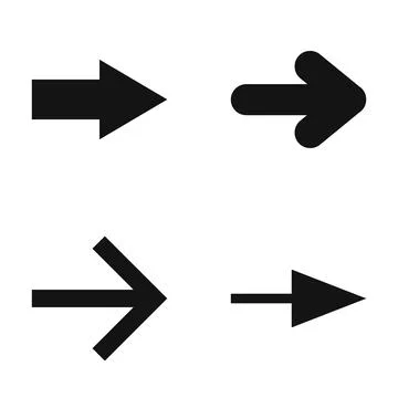 Various black arrow icons pointing right Illustrazione stock