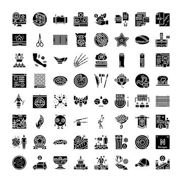 Various black glyph icon set creating collection Ilustración de archivo