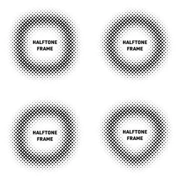 Various black vector halftone design elements set イラスト素材