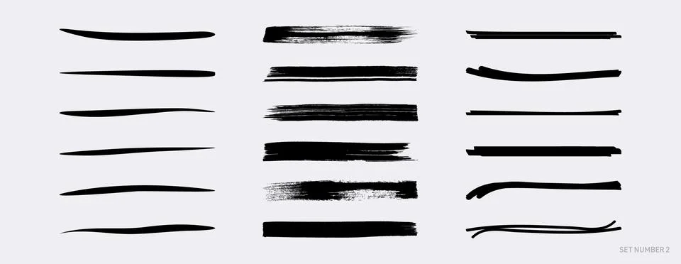 Various black vector marker and brush strokes イラスト素材