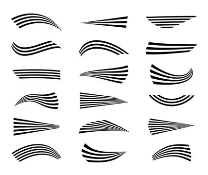 Various black vector multi line design elements Stock Illustration