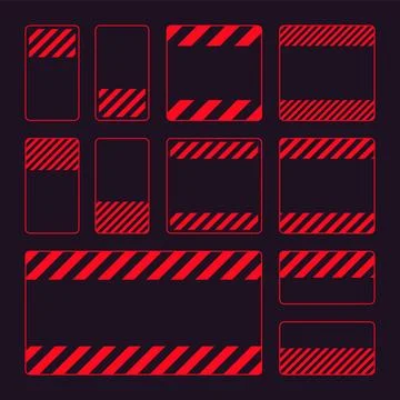 Various blank red warning signs with diagonal lines. Attention, danger or Stock Illustration