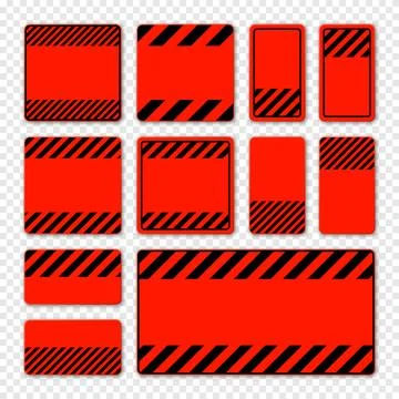 Various blank red warning signs with diagonal lines. Attention, danger or 스톡 일러스트