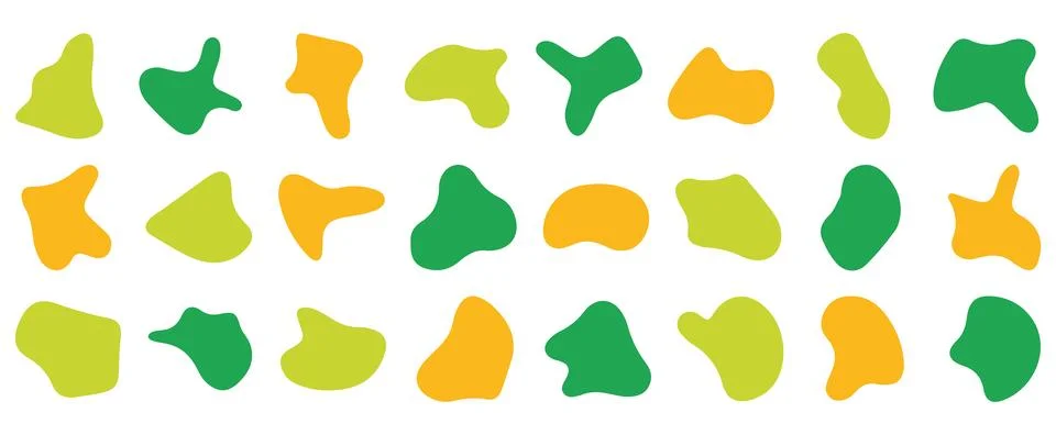 Various blotch. Random color blobs, round abstract organic shapes. Basic, sim Illustrazione stock