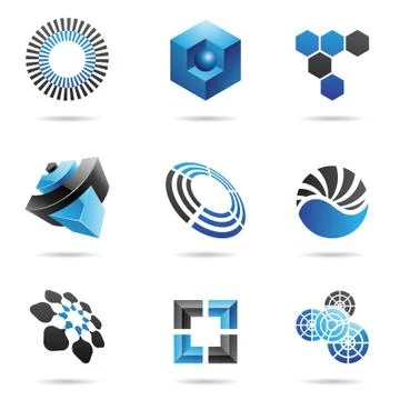 Various blue abstract icons Stock Illustration