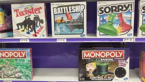 Various Board Games Available for Purchase Stock Footage 145393961