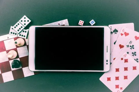 Various board games with tablet pc Stock-Fotos
