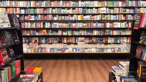 Various books displayed Stock Photos