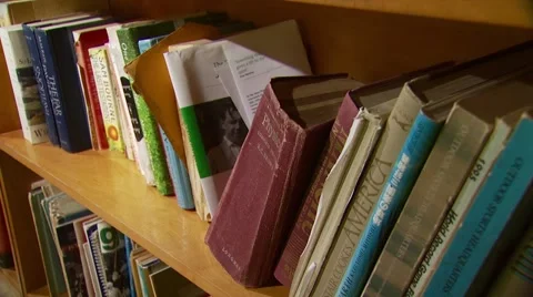 Various books on shelf Stock-Footage 55308976